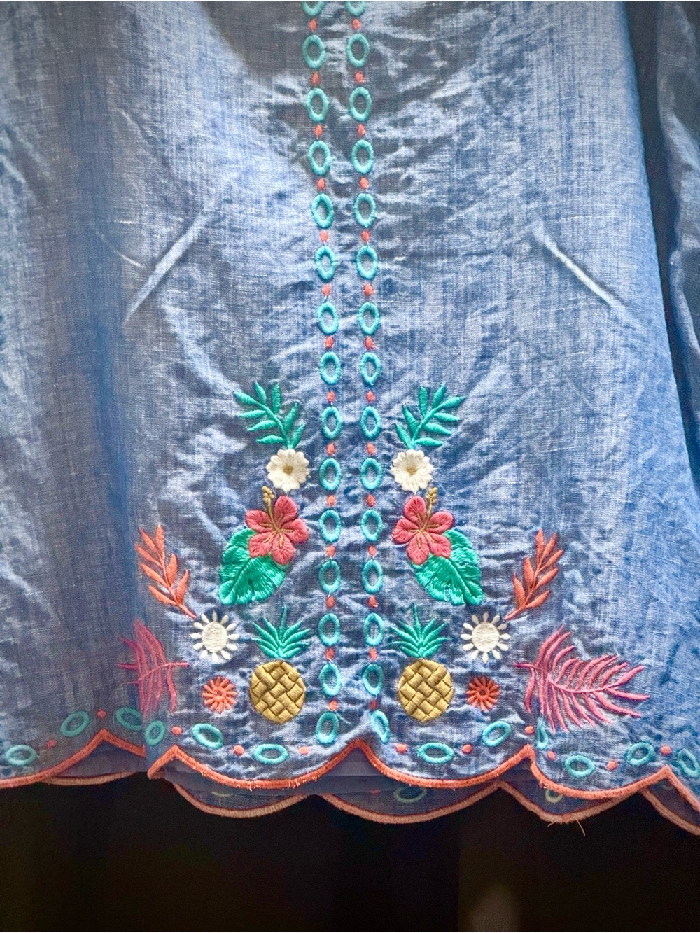 Talbots chambray/cornflower blue linen-blend skirt
